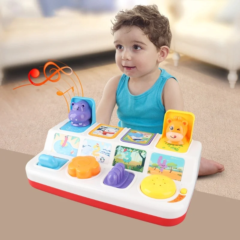 ของเล่นสัตว์แบบป๊อปอัพแบบโต้ตอบพร้อมแสงเพลง เสียงสัตว์ ของเล่นเสริมพัฒนาการการเรียนรู้สำหรับเด็กทารก