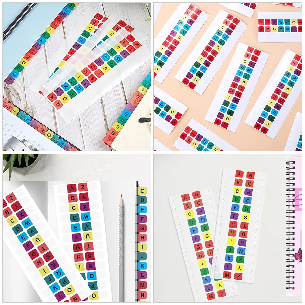 

30 Sheets English Letters Page Tabs Colorful Alphabet Labels for Notebooks Sticky Index Flags Pet Page Markers Notepad