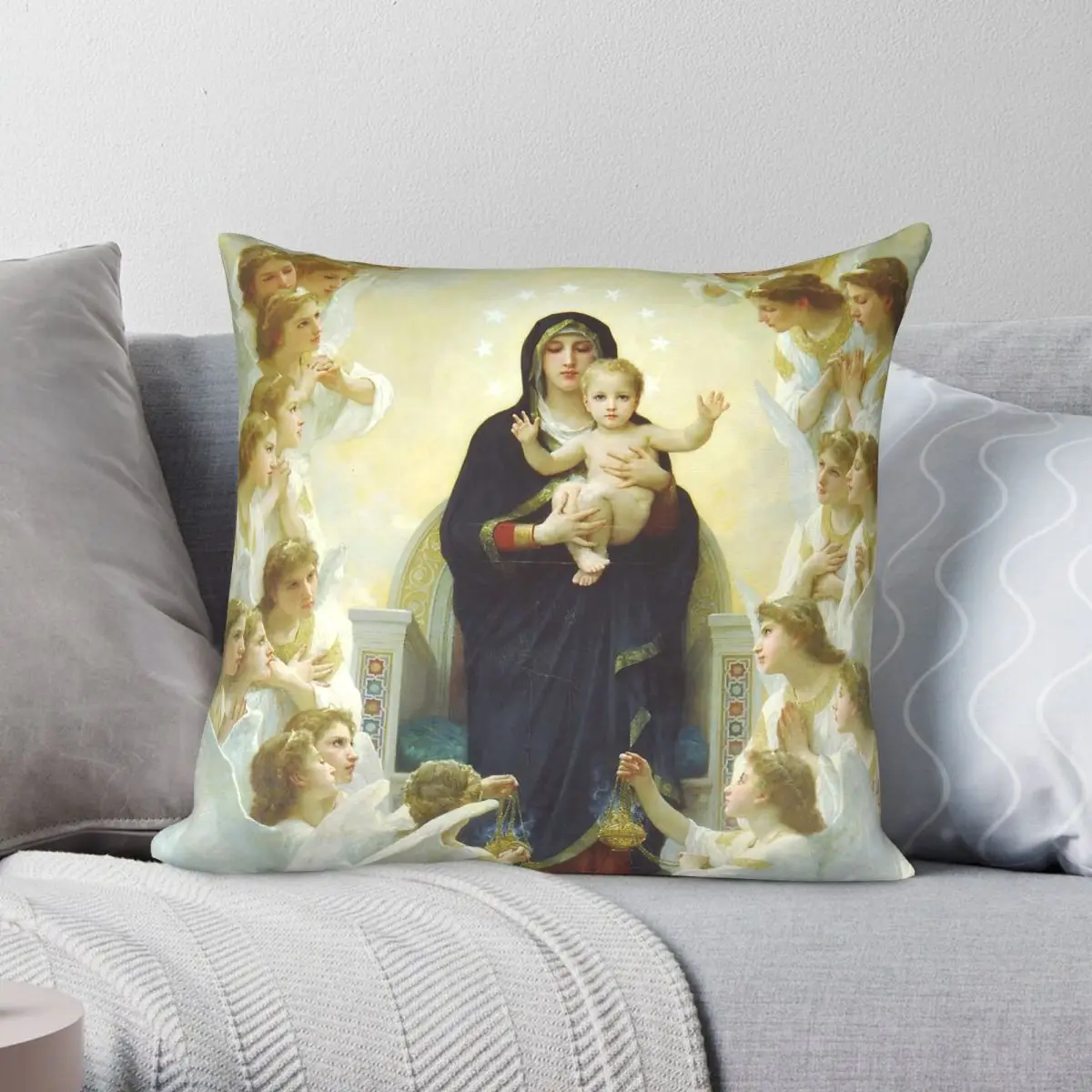 Regina Angelorum Virgin Of Vladimir Square Pillowcase Polyester Linen Velvet Creative Pillow Case Sofa Seater Cushion Cover 18