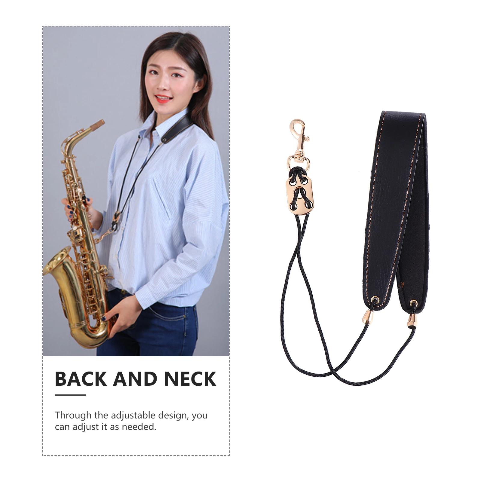 

Saxophone Strap Shoulder Accessory Soprano Neck Strip Buckle Harness Metal Belt PU Baby