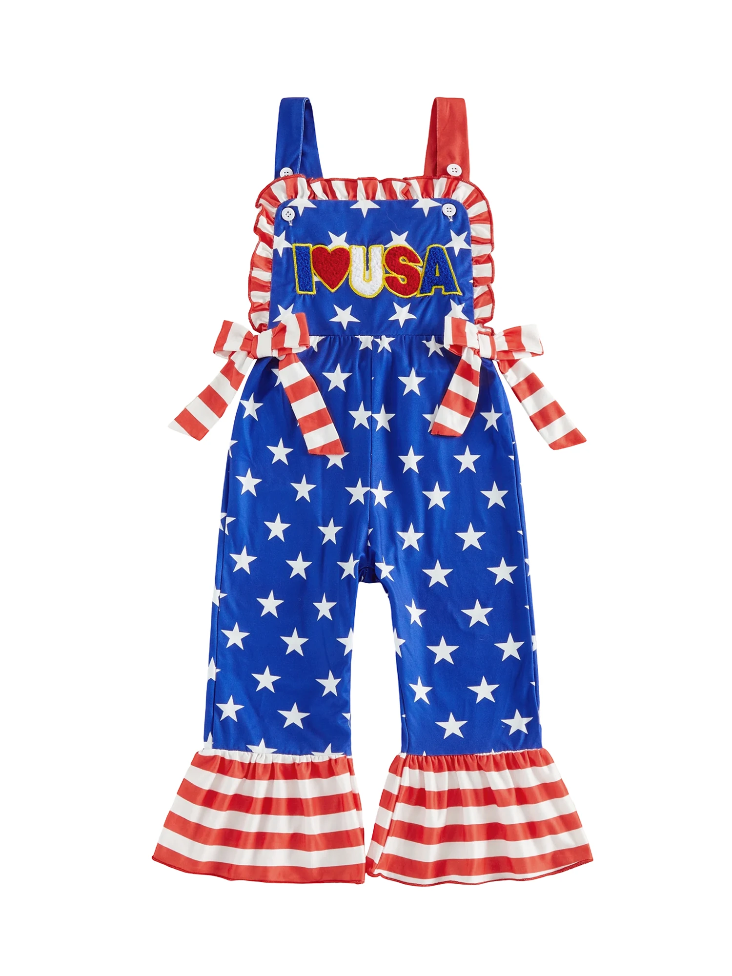 

Комбинезон для маленьких девочек на День независимости с принтом американского флага и бантом, комбинезон без рукавов для малышей на 4 июля