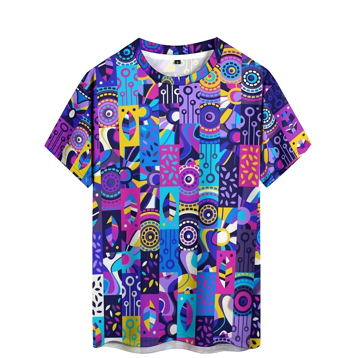 

Yuan Su Feng Men's 3D Printed Short Sleeve T-shirt Creative Gradient Loose Version Breathable and Comfortable Fabric Fun Cartoo