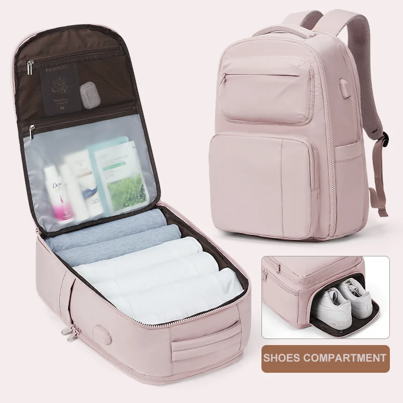 Women Backpack Laptop Bag Lightweight Carry On Luggage Bag with Shoe Compartment Large Capacity Waterproof Travel Backpack