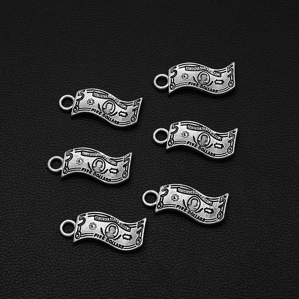 30pcs/lot--8x18mm Antique Mini Money Dollor Charms Pendants For Diy Necklace Jewelry Making Findings Supplies Accessories