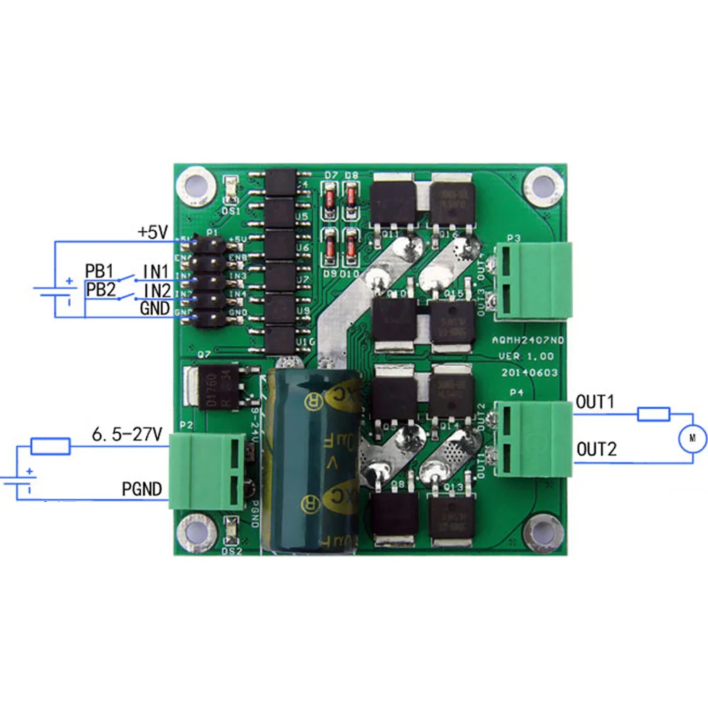 12V 24V Motor Drive Board H-bridge Motor Speed Controller Module Forward Reverse Rotation Motor Controller for Arduino Smart Car