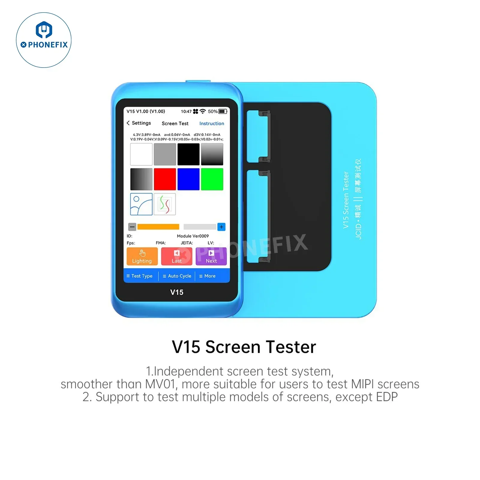 JCID V15PM Mobile Phone Screen Tester For iPhone Android Phone Screen Touch,Image,Grayscale Testing JC iPhone Pro Screen Tester