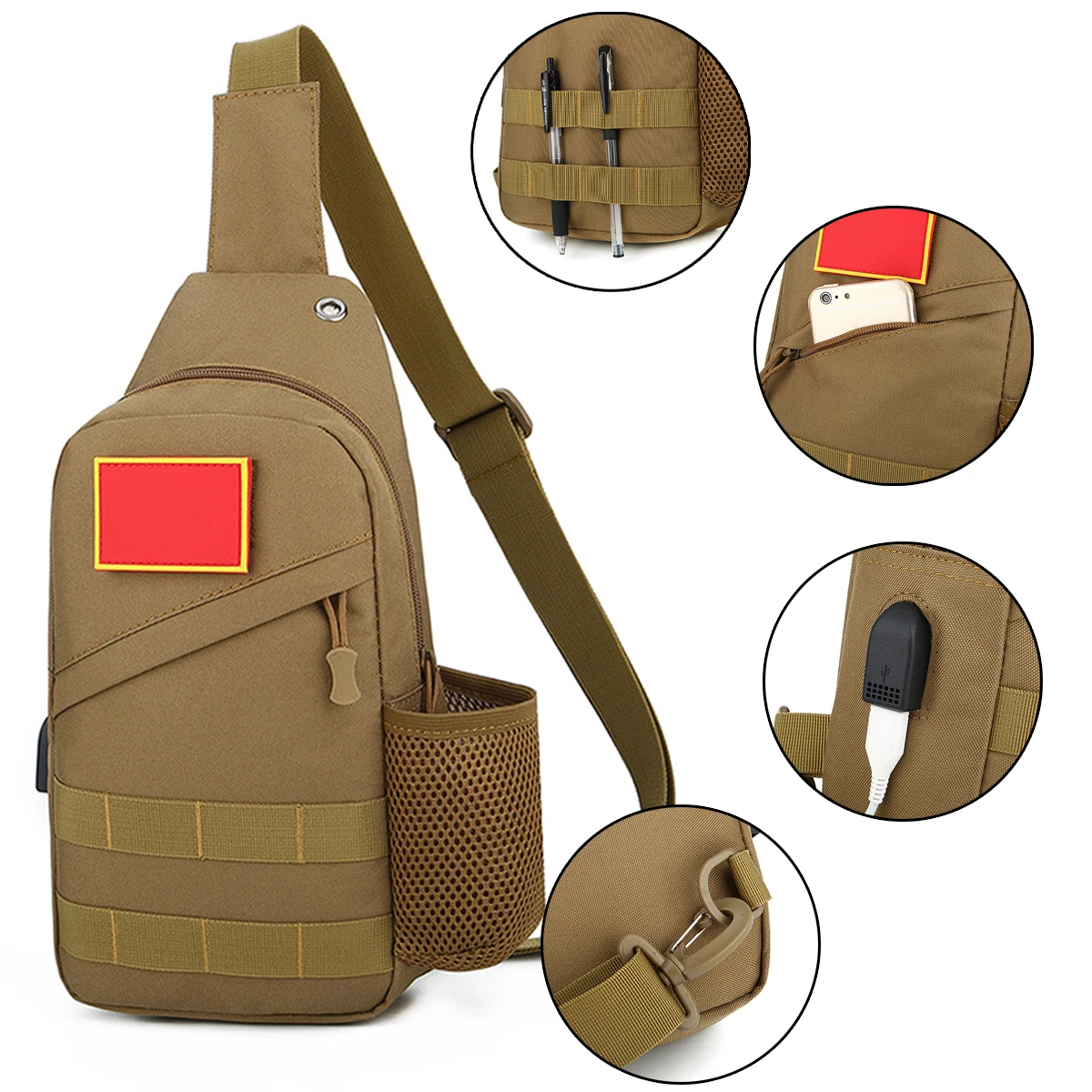 

Tactical Sling Crossbody Bag Military Utility EDC Chest Pack Shoulder Daypack Organizer for Outdoor Hunting Sports Accessory Bag