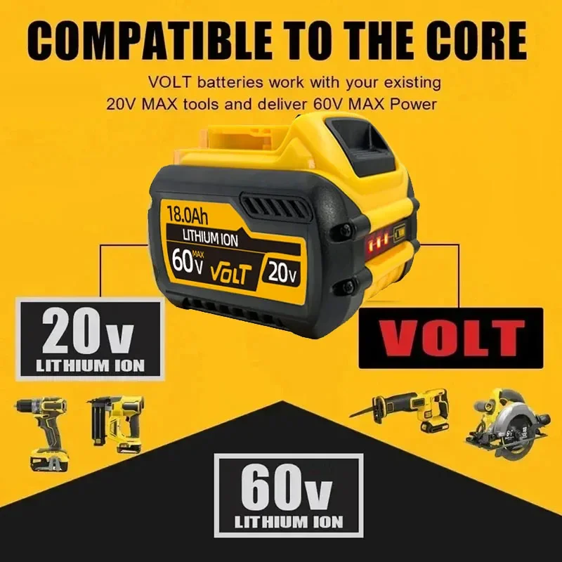 Pro DEWALT 60V 9Ah akumulátor pro elektrické nářadí 120W vysoký výkon DCB609 DCB206 20V 18.0Ah lithium-iontový akumulátor DCB606 60V 12Ah akumulátory - náhled 3