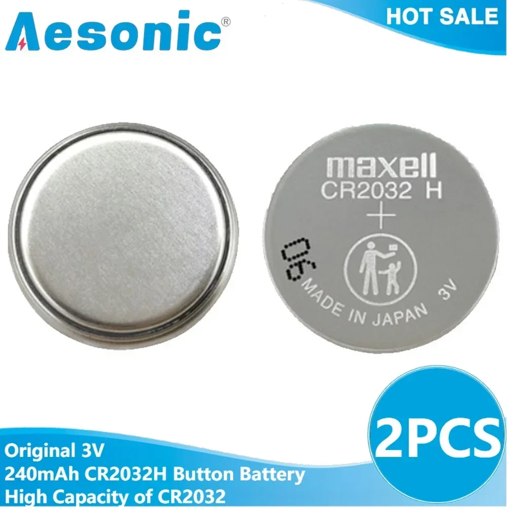 2PCS MaxeII 3V 240mAh CR2032H Button Battery CR2032 High Capacity Batteries for Computer Motherboard Watch Toy Car Remote