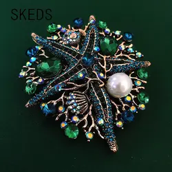 SKEDS Fashion Women Luxury Vintage Sea-fish Full Rhinestone Brooch Badges Jewelry Exquisite Accessories Pins Banquet Corsage