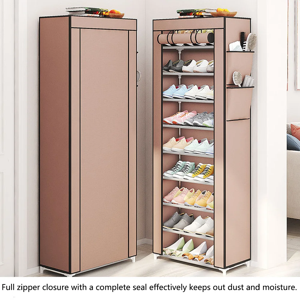 

6/8/10-Tier Multi-Tier Non-Woven Shoe Rack, Space Saving Dustproof Storage Organizer Cabinet for Entryway Hallway Closet