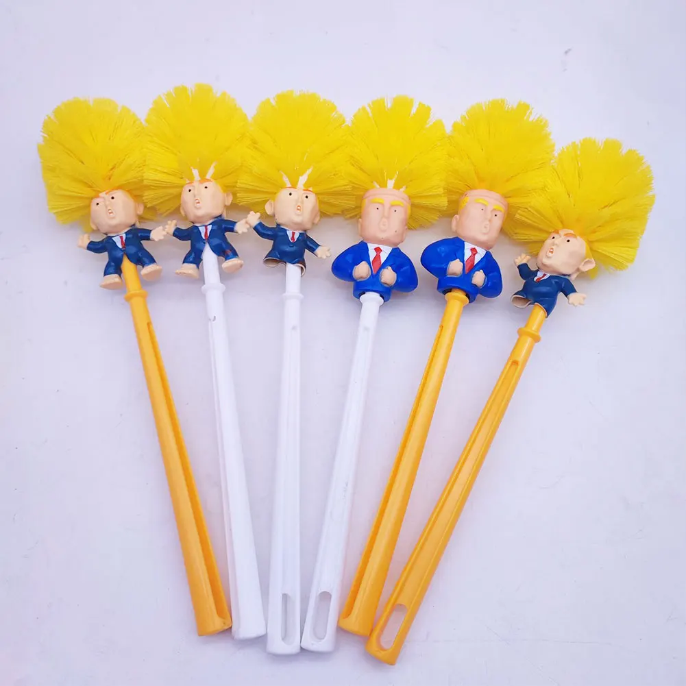 Funny Trump Toilet Brush Yellow Donald Trump WC Cleaning Brush Set Household Lavatory Brushes Novelty Gifts Bathroom Accessories