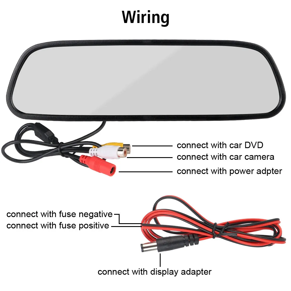 Automotive Accessories HD Video Support 6V-32V 5 Inch Screen AV1 AV2 Video Input Universal Car Rearview Mirror Display