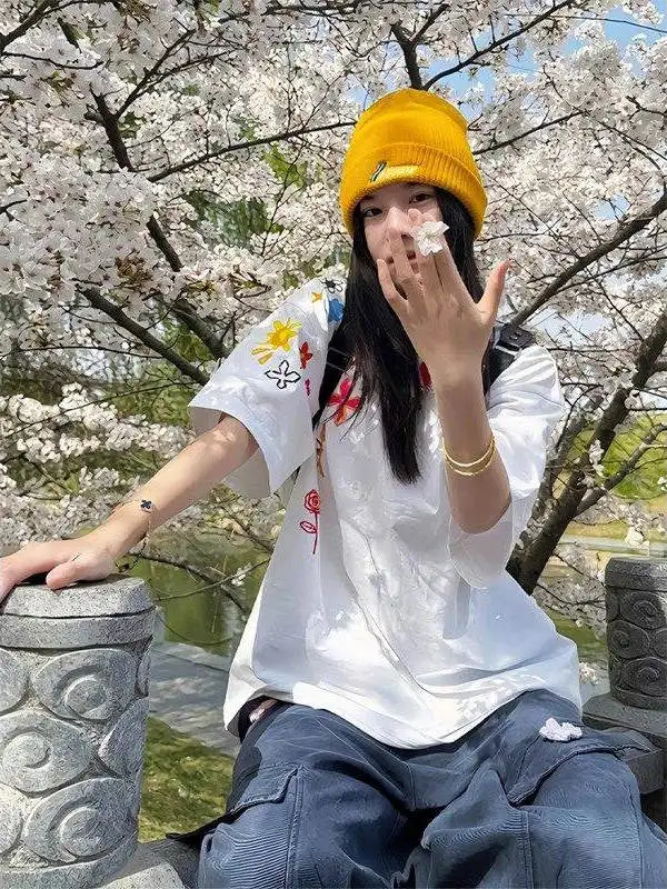 

Футболка с принтом Street Art fiti, мужская летняя футболка с модным дизайном, повседневный свободный крой, круглый топ для пар