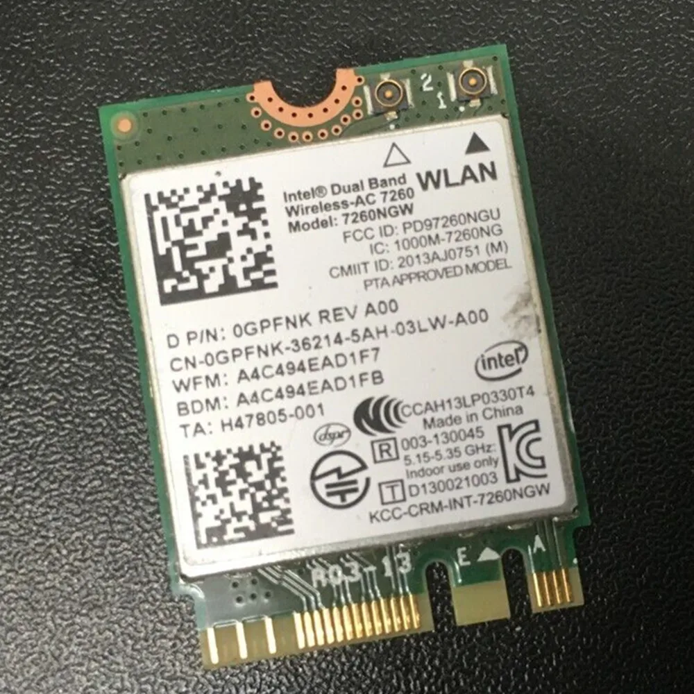 Original Intel Dual Band Wireless-AC 7260 WiFi Card 7260NGW For DELL Chromebook 11 3120 Series P/N 0GPFNK GPFNK