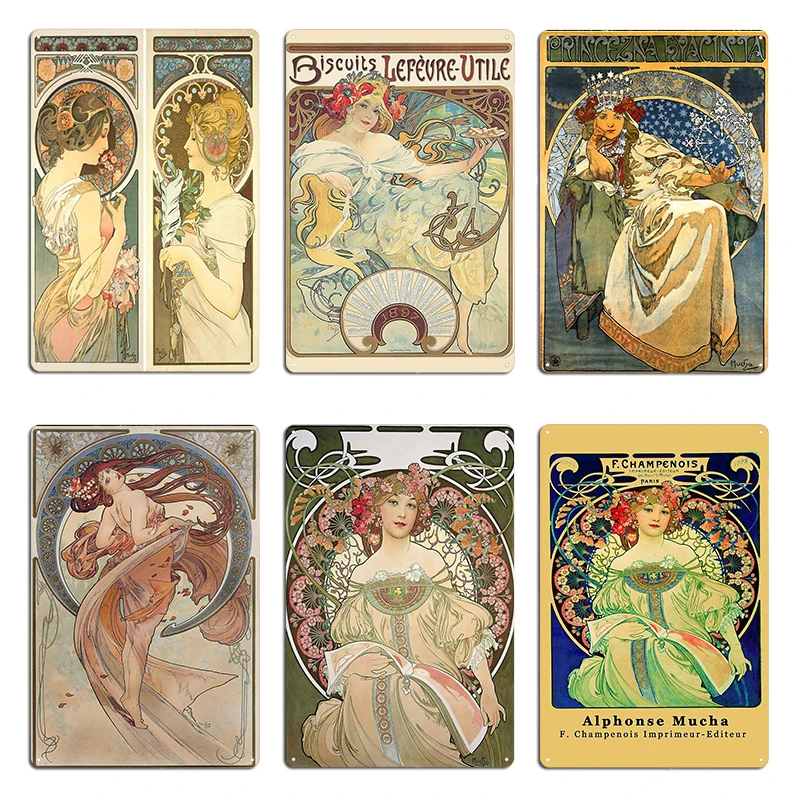 alphonse mucha Metal Plaque Poster Garage Customize Wall Decor Decor Living Room Tin Sign
