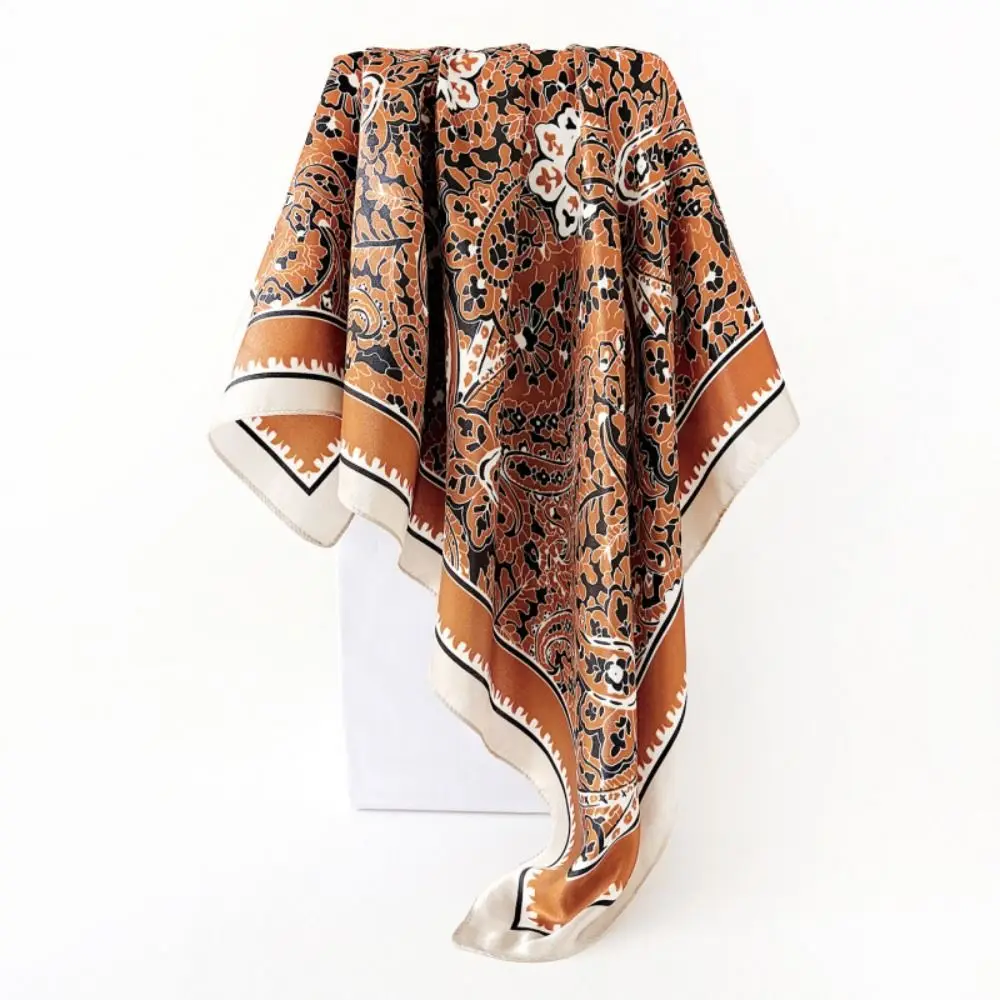 Silky Smooth Women's Headscarf Cashew Flower Pattern Breathable Arabic Square Scarf Sun Protection Versatile Middle East Shawl view 5