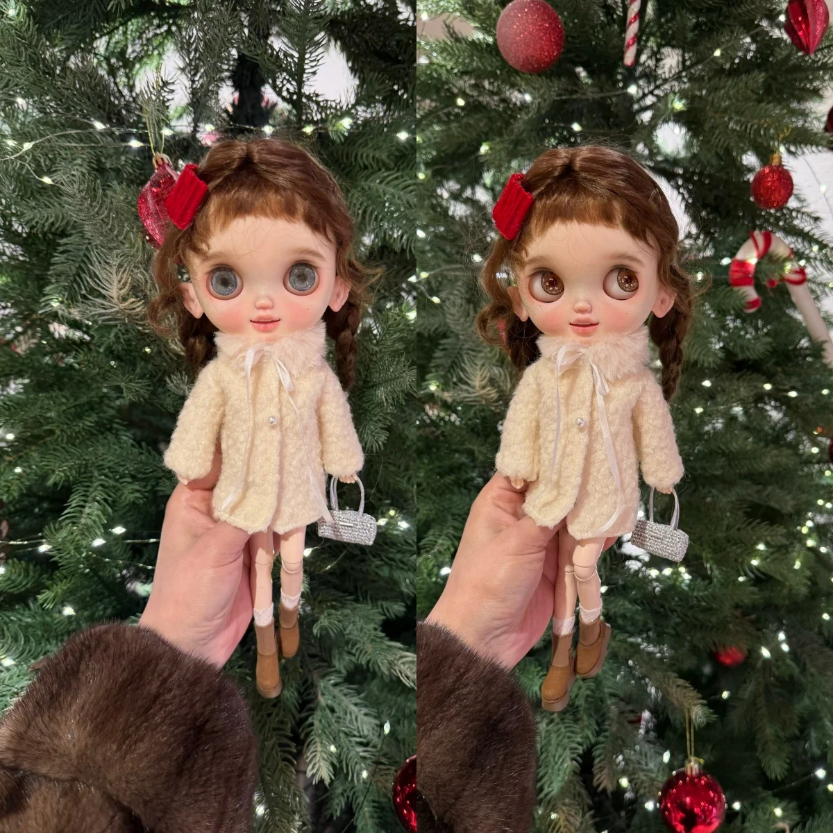 

1/6 аксессуары для кукольной одежды Blyth, бежевая нежная темпераментная куртка с меховым воротником для 19 суставов OB24 Azone Blyth, платье своими руками