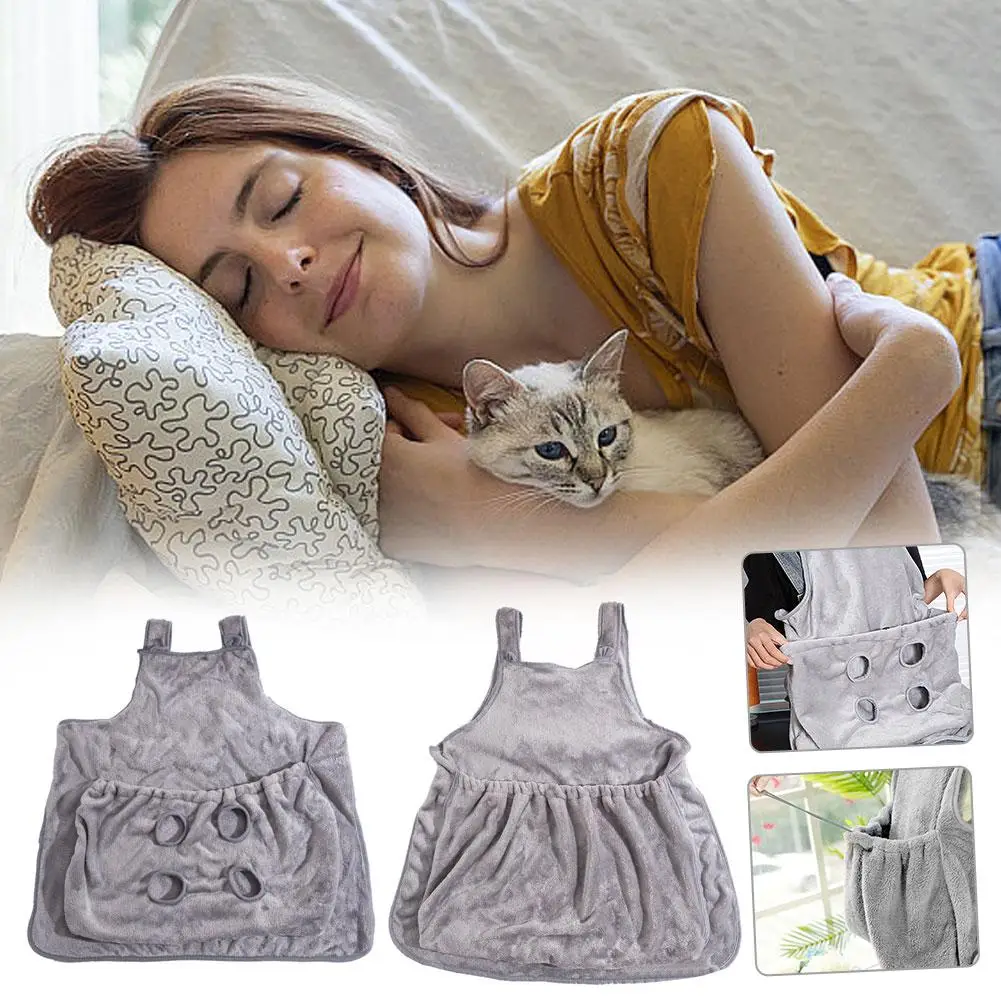 Coral Fleece Cat Apron Non-sticky Hair Cat Clothes Anti-cat Cover S And Size Hair Adjustable Legs One Comfortable Warm Open R0T4