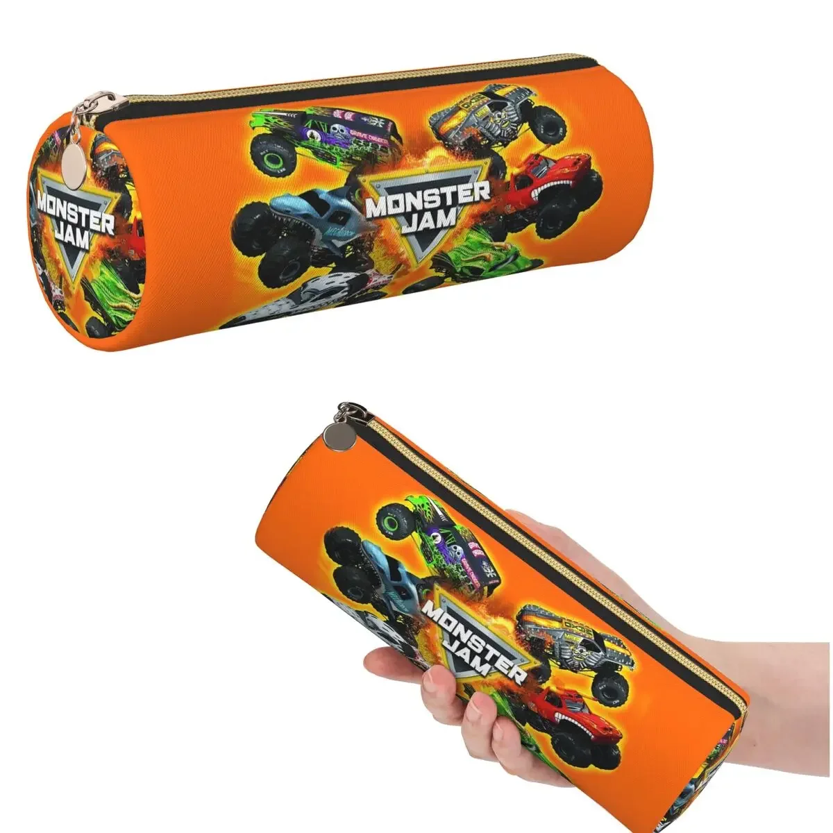 Classic Monster Jam Truck Pattern Pencil Case for Studen Gifts Cylinder Pen Box Pencil Bag Pen Holder
