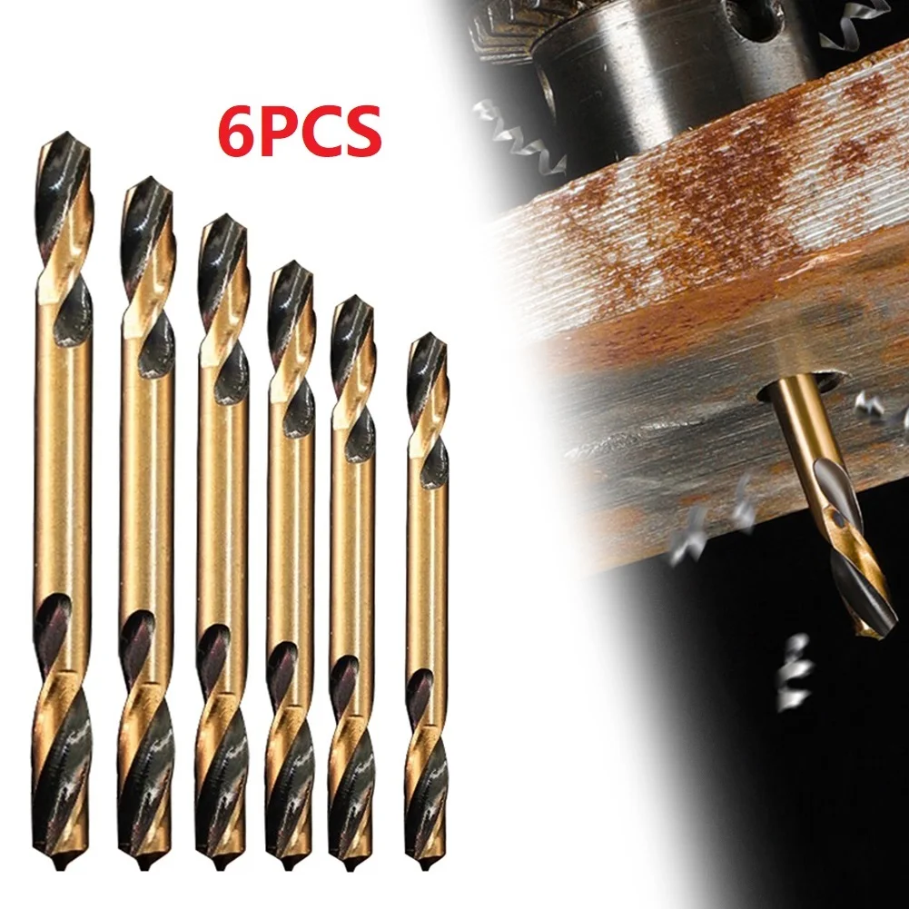 6pcs HSS Double-headed Auger Drill Bit For Metal Stainless Steel Wood Drilling Dia 3mm 3.5mm 4mm 4.5mm 5mm 6mm