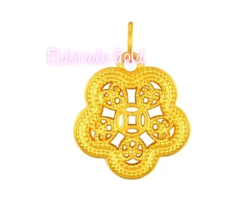 

Eldorado Gold new arrilva 24k pure gold flower pendants for women fine gold jewelry accesories