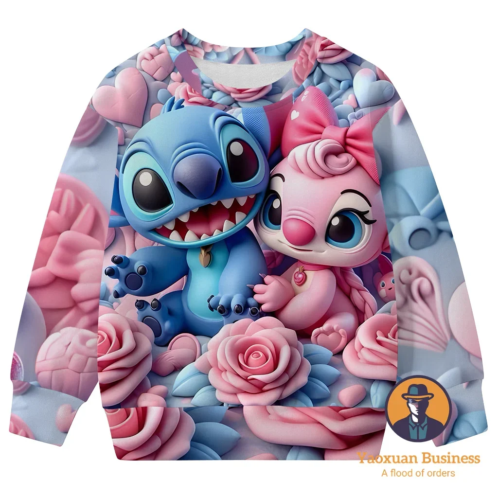 

New Trendy 2025 Lilo&Stitch 3D Crew Neck Sweatshirt Kids Teens Boys Girls Cartoon Print Summer Best Selling Hot Fashion