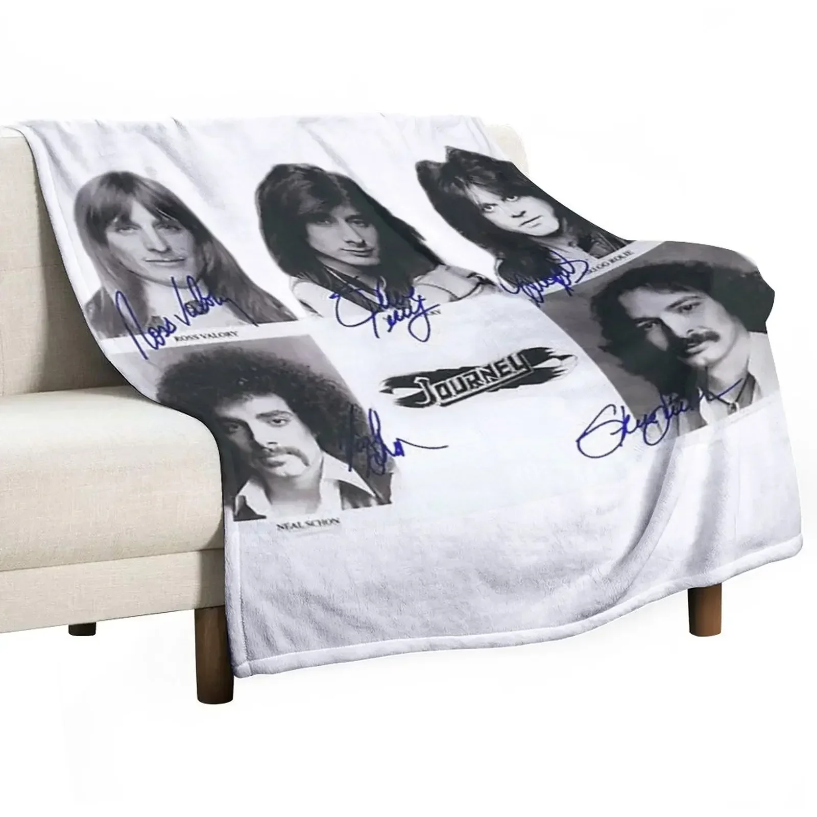 

journey band group signed all Throw Blanket valentine gift ideas Flannel Fabric For Decorative Sofa Luxury Thicken Blankets