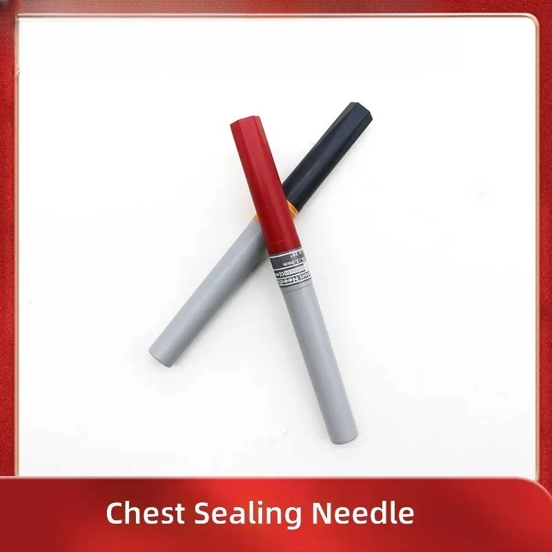 for 14G Outdoor First Aid Straight Chest Threading Needle Abdominal Threading Drainage Needle with Silicone Tube for Brooch