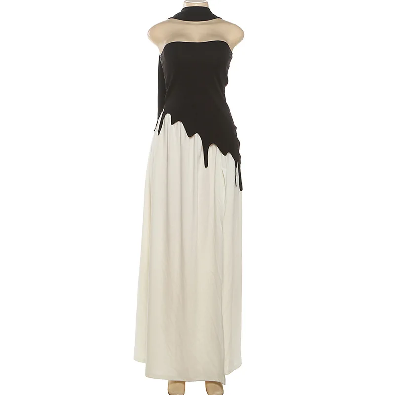 Conjunto Mujer Verano Falda Larga Irregular Strapless - usage example