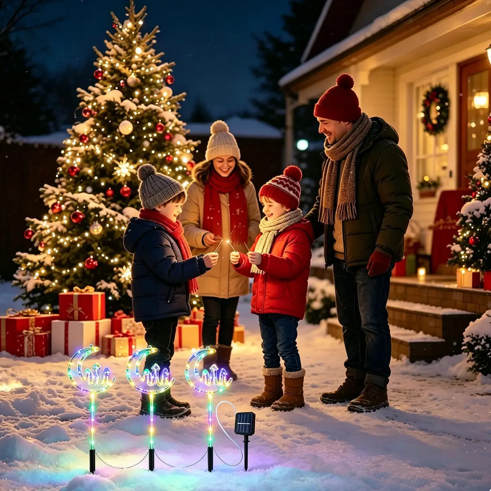 Solar Stake Lights Waterproof Moon Star Insert Pathway Lamp Solar Christmas Stake Lights For Valentine Day Holiday Birthday