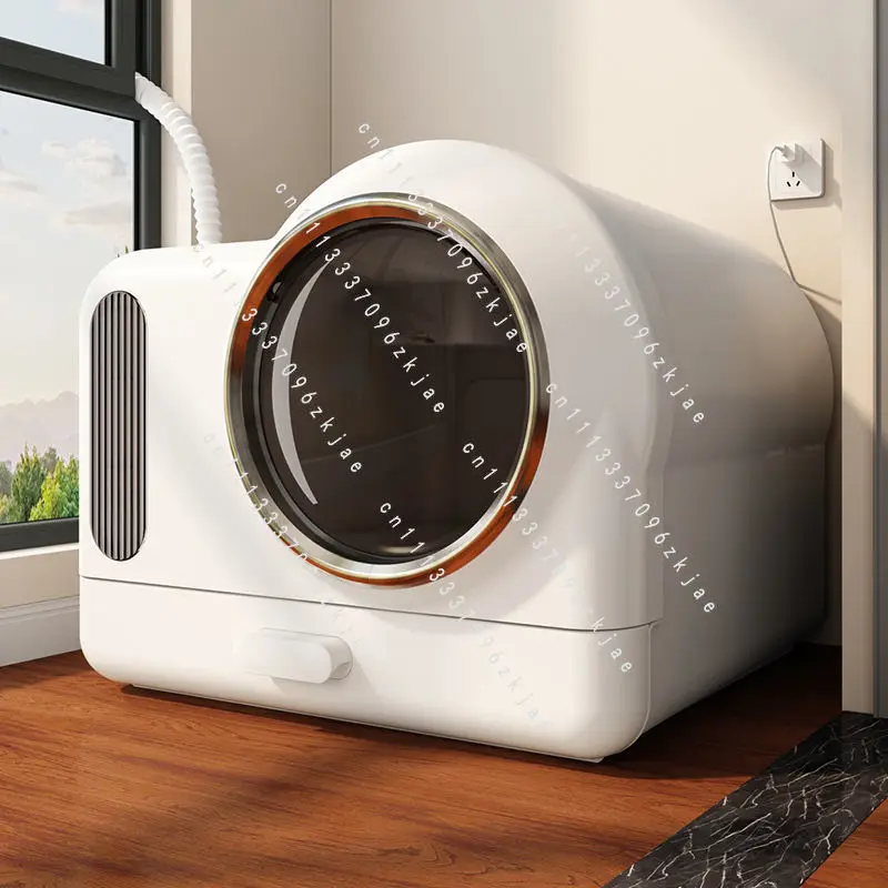 Smart Air-Circulating Litter Box, Auto-Deodorizing Jumbo Drawer Style Enclosed Cat Toilet with Odor Control & Ventilation