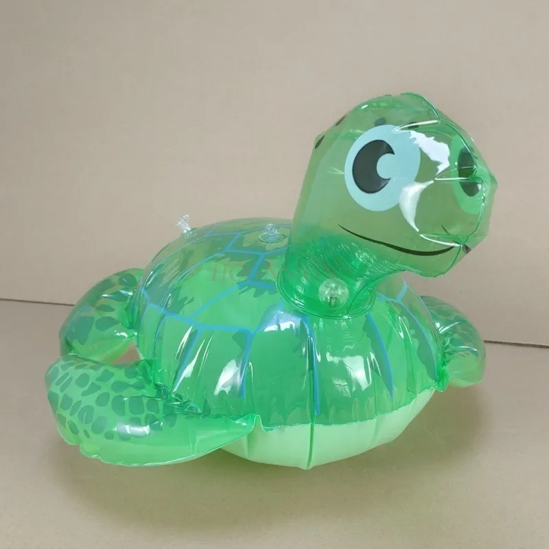 Tortuga inflable con luz intermitente para niños, pato inflable, cuerda de resorte, Rana con cuerda, Tortuga, Animal de PVC para niños, nuevo