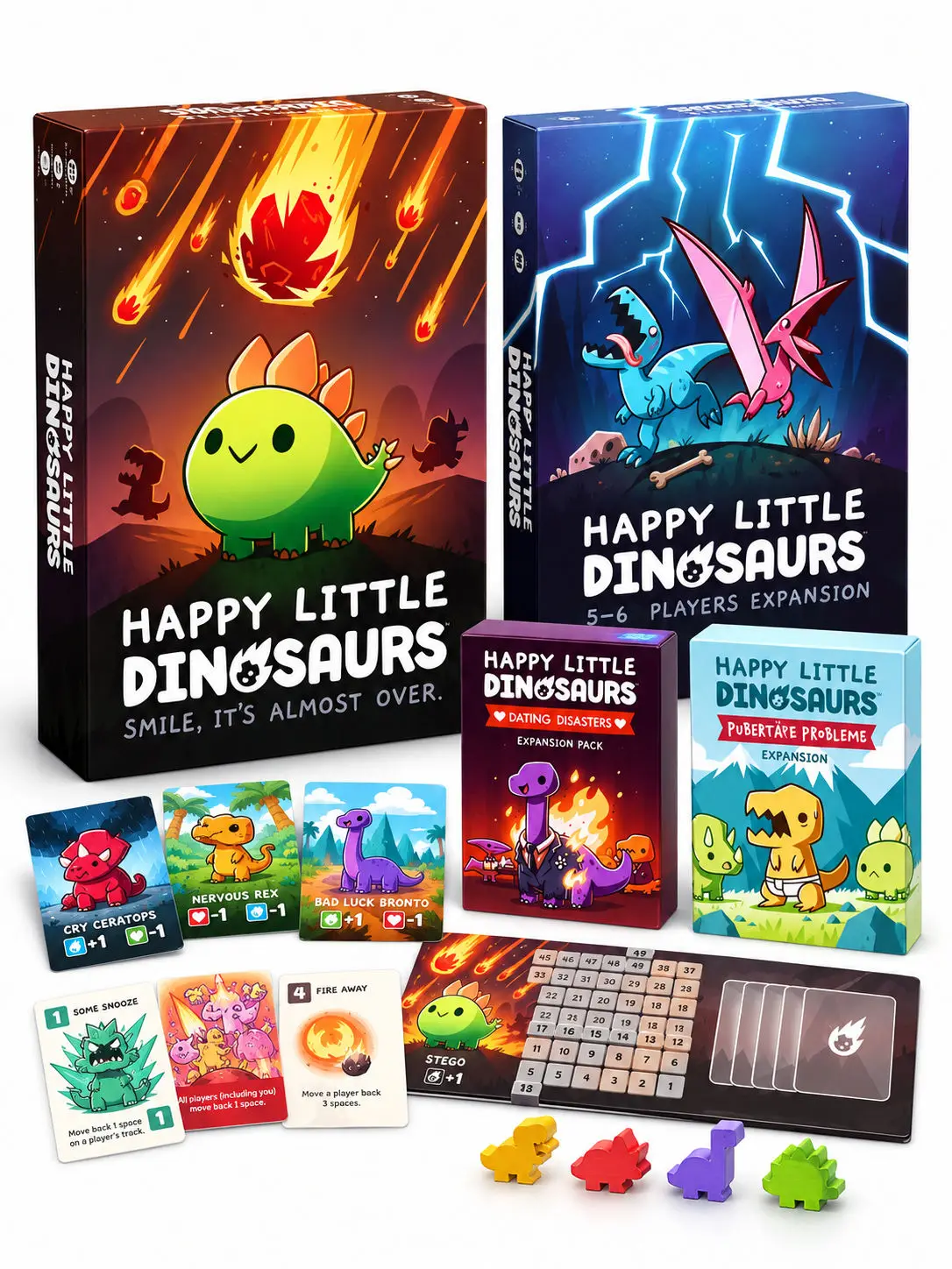 Happy Little Dinosaurs Board Game, Multiplayer Strategy Tabletop Game, Portable Boxed Leisure Game for Party Gathering & Gift
