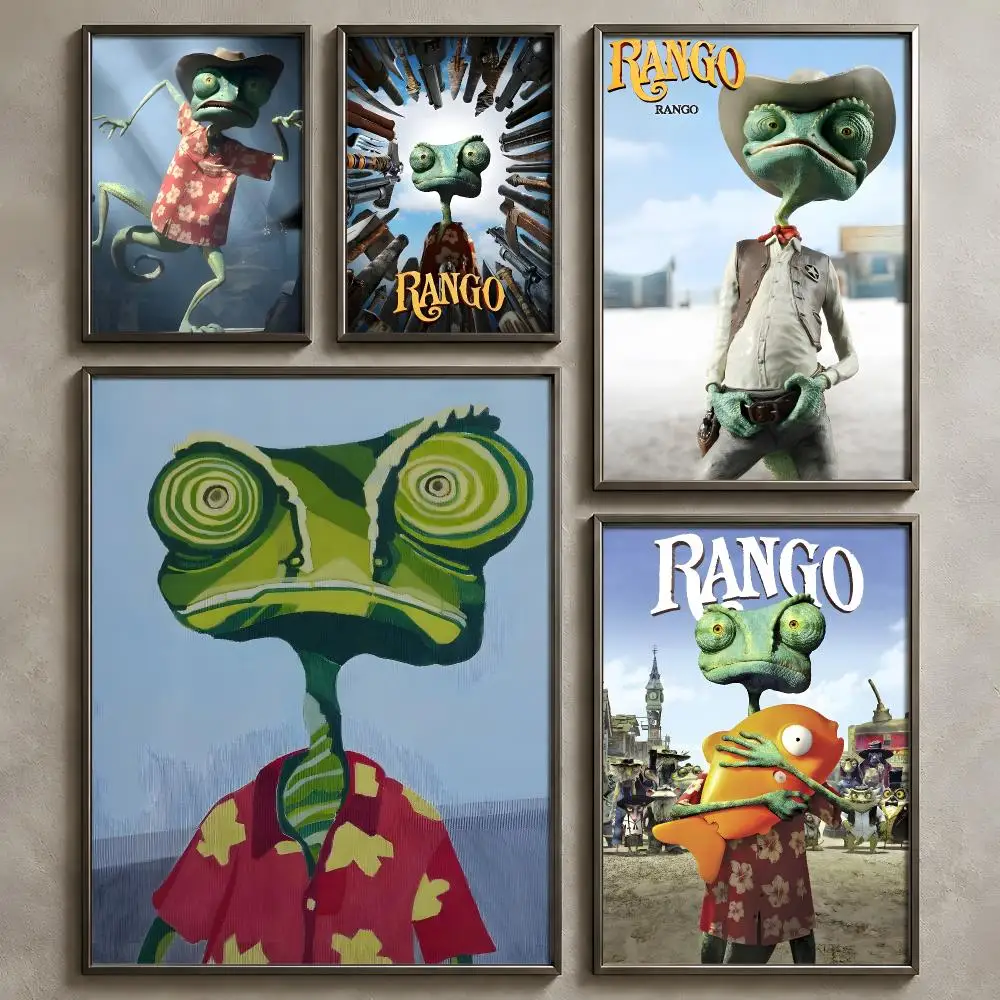 Movie Rango Poster Vintage Self Adhesive PP Wall Decor Art Waterproof Home Bar Bedroom Decoration Gift