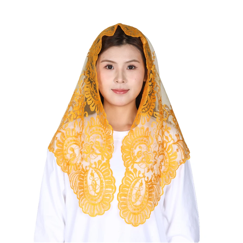 Multi Colors Spanish Lace Mantilla Church Triangle Lace Veil Women Head Covering Catholic Veil