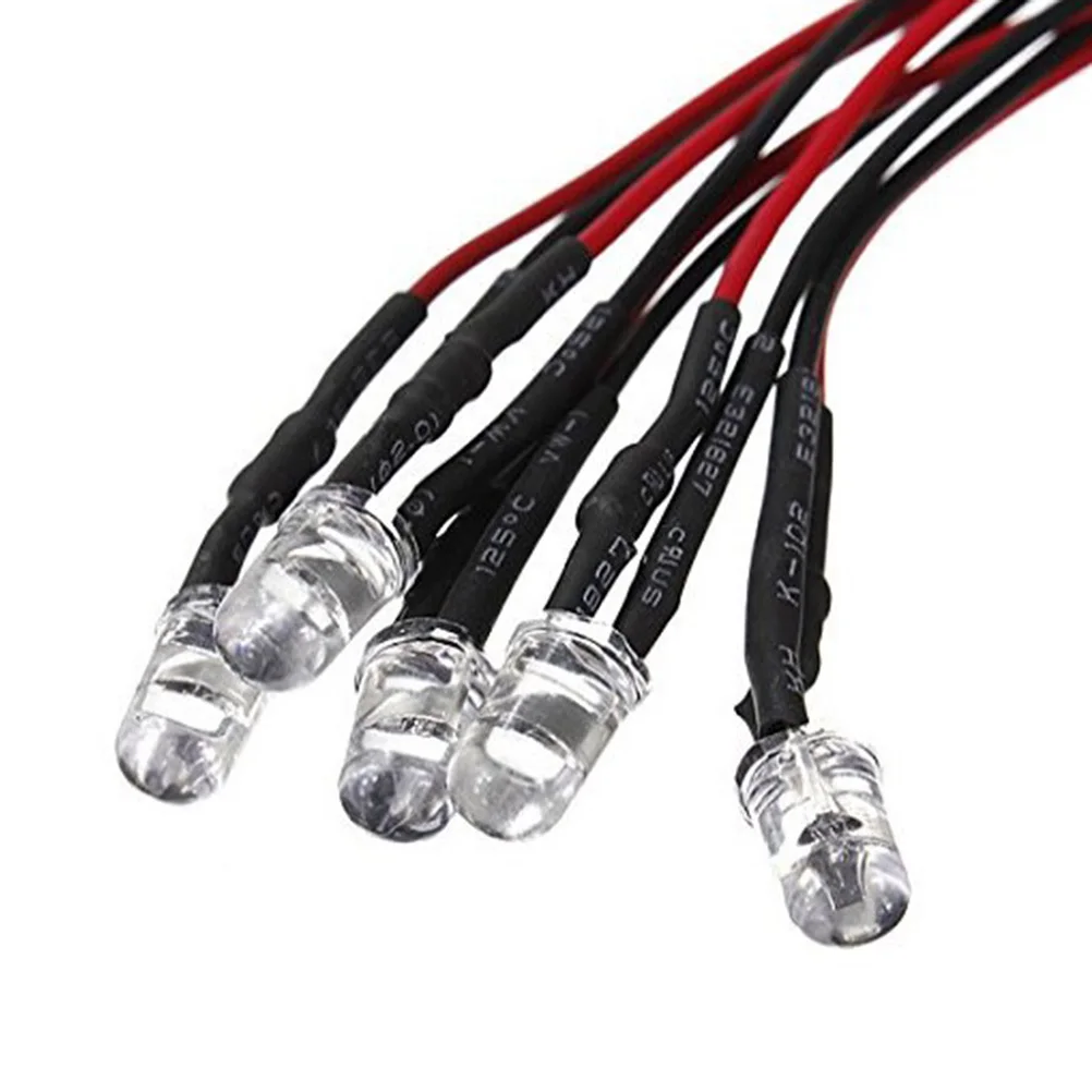 

10Pcs Round 5Mm 12V LED Light Bulbs Pre Wired Emitting Diodes for Festival Room Decor Low Power 006W Long Lifespan