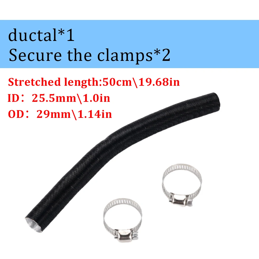 25mm Air Intake Duct Pipe For Diesel Parking Heater 50CM Aluminum Foil Hose Tube Filter Connection With Clamps 12V 24V 2KW-8KW
