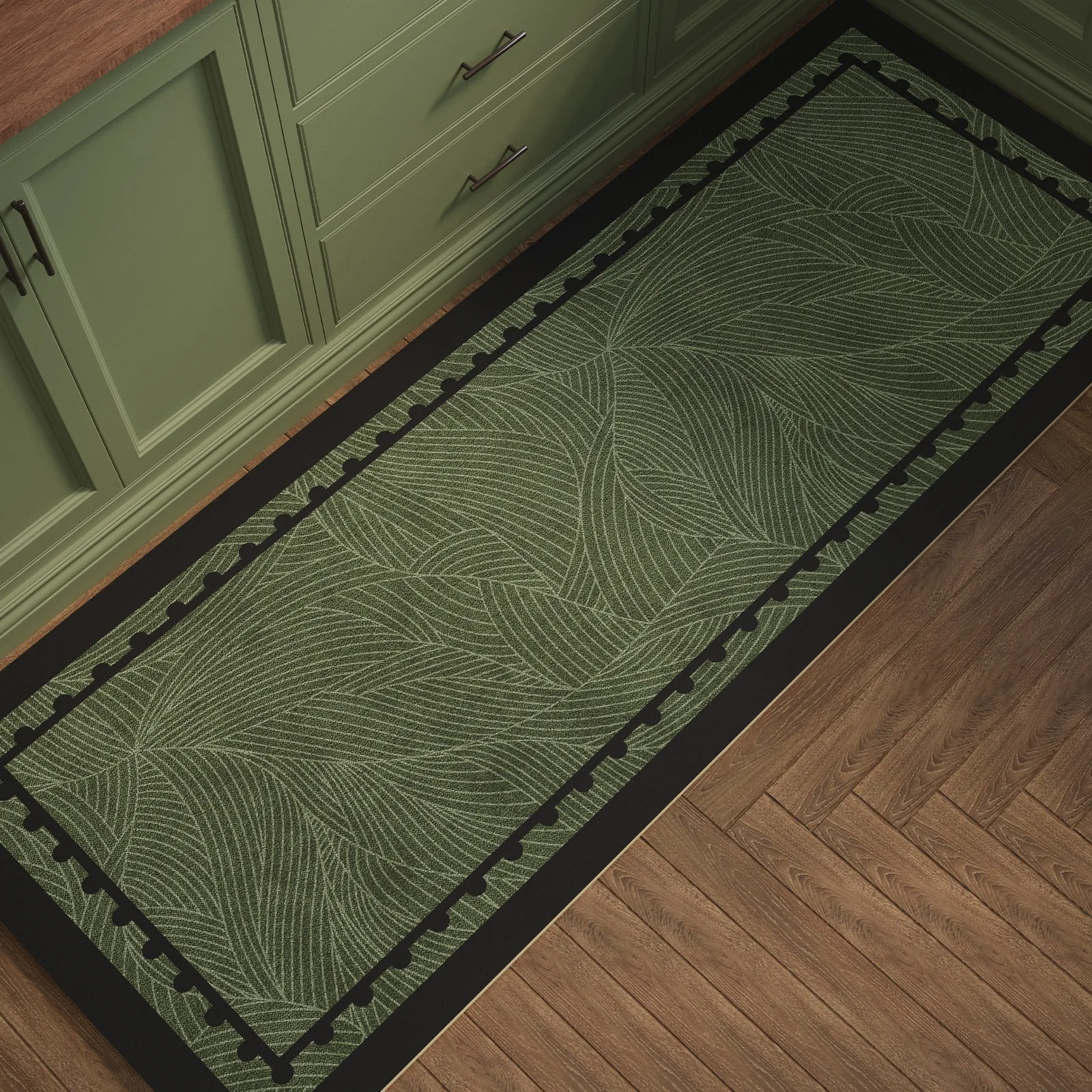 Retro Green Striped Kitchen Carpet Non-slip Floor Mat Dirty Resistant Washable Rug Long Strip Runner Rugs 주방매트 Коврик Для Кухни