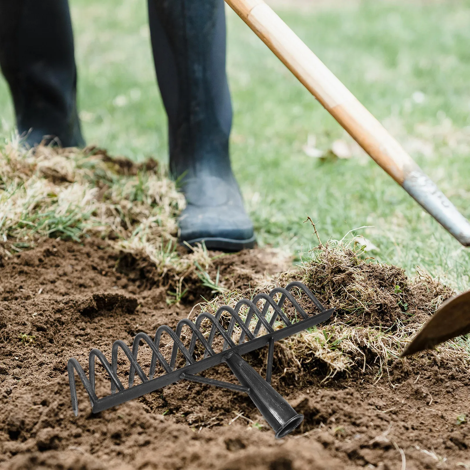 Professional Heavy Carbon Steel Garden Rake Head Efficient Soil Loosening Tool for Agriculture Farm Yard Landscaping Weeding
