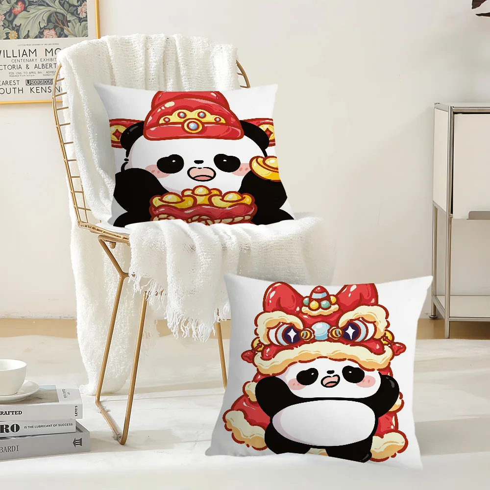 Panda Friends At Ocean Park Pillow Case Suitable For Bedrooms Living Rooms Cars Home Decoration