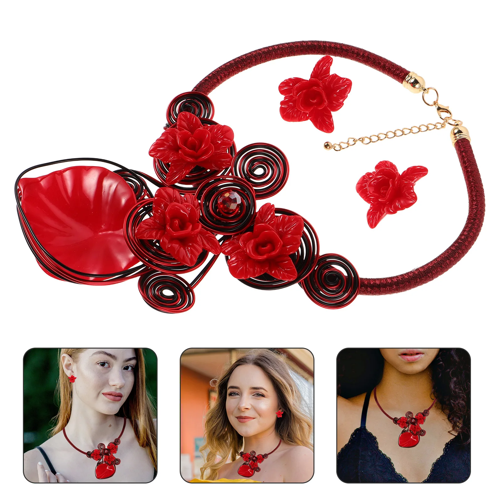 

1 Chunky African Statement Resin Flower Bib Earring Vintage Ethnic Floral Charm Costume Jewelry For Women Lightweight Durable