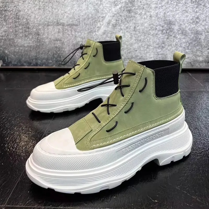 

Новинка 2023 года, мужские зимние высокие берцы Faion oes Thi Bot, модные универсальные повседневные утолщенные oes, теплые резиновые туфли с круглым носком...