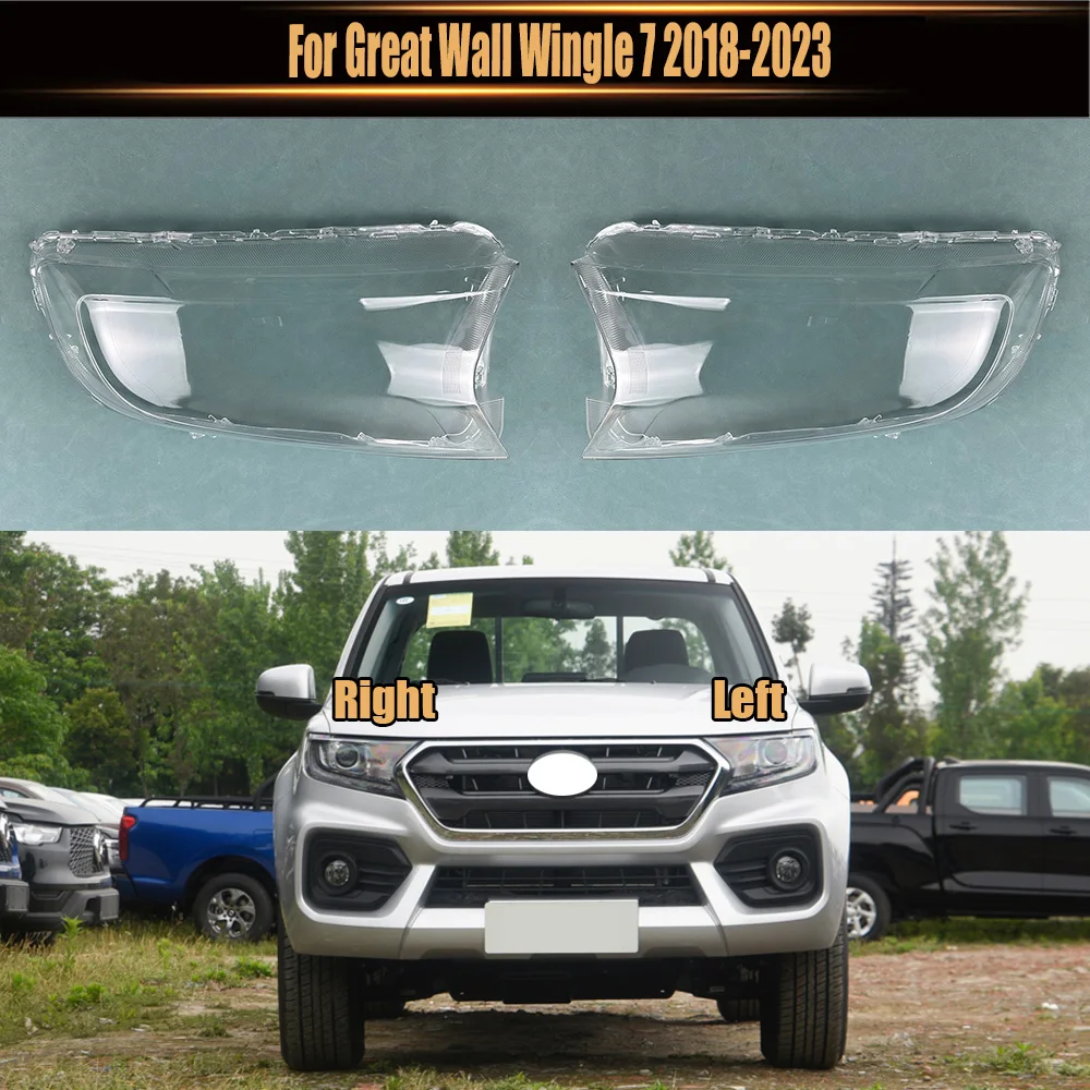 

For Great Wall Wingle 7 2018-2023 Front Headlamp Cover Transparent Lampshades Lamp Shell Masks Headlight Shade Lens Plexiglass