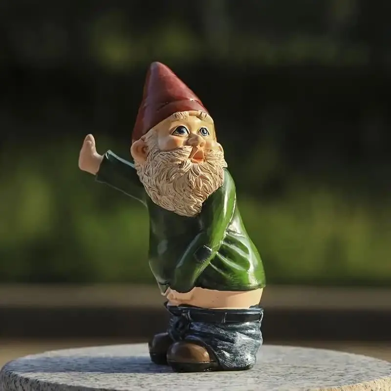 

15cm Gnome Statue Resin Cute Creative Urinating Crafts White Bearded Old Man Dwarf Sculpture Christmas Garden Courtyard Decor