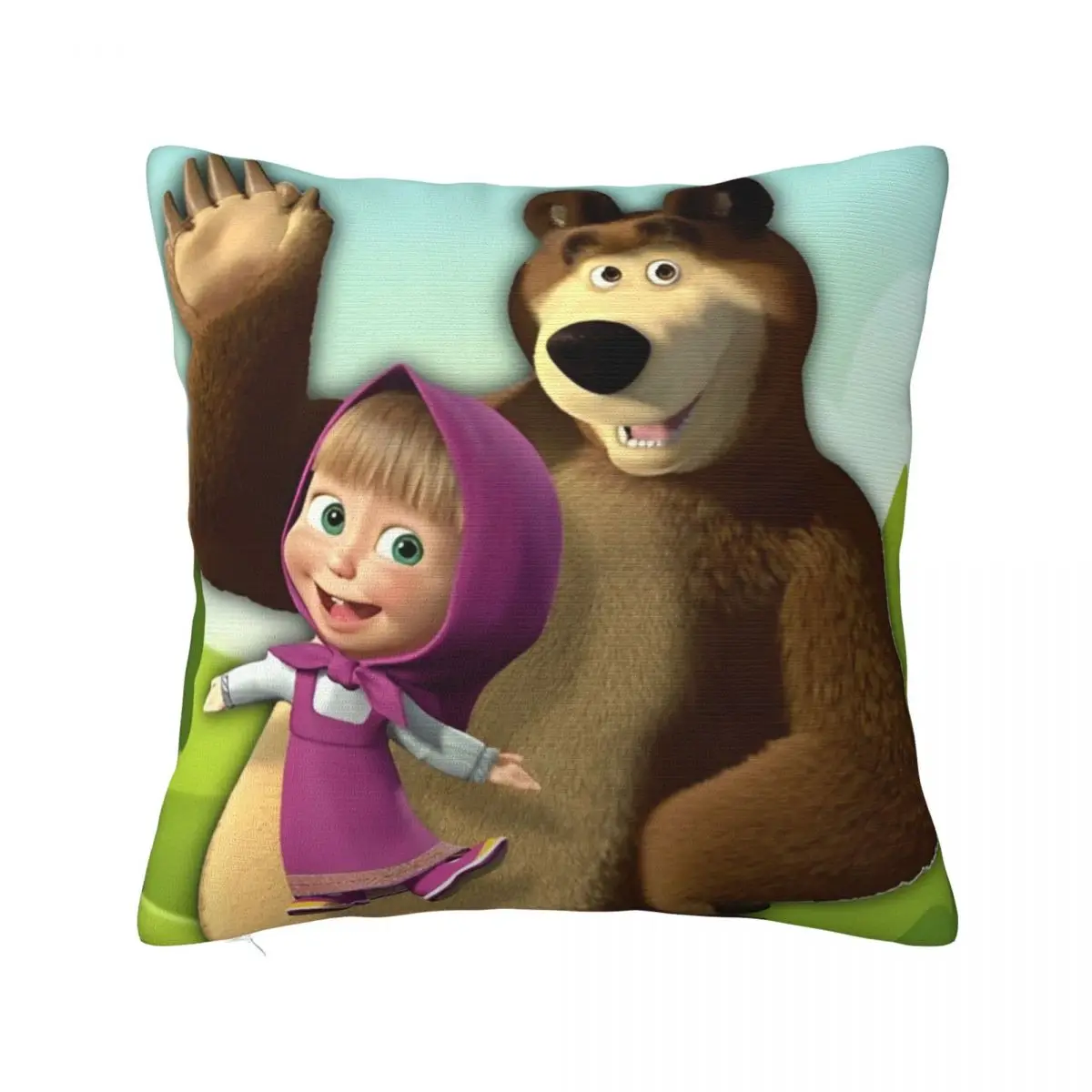 

Cartoon M-Masha And Bear Pillowcase Printing Fabric Cushion Cover Gift Anime Cute Throw Pillow Case Cover Seat Zippered 45X45cm