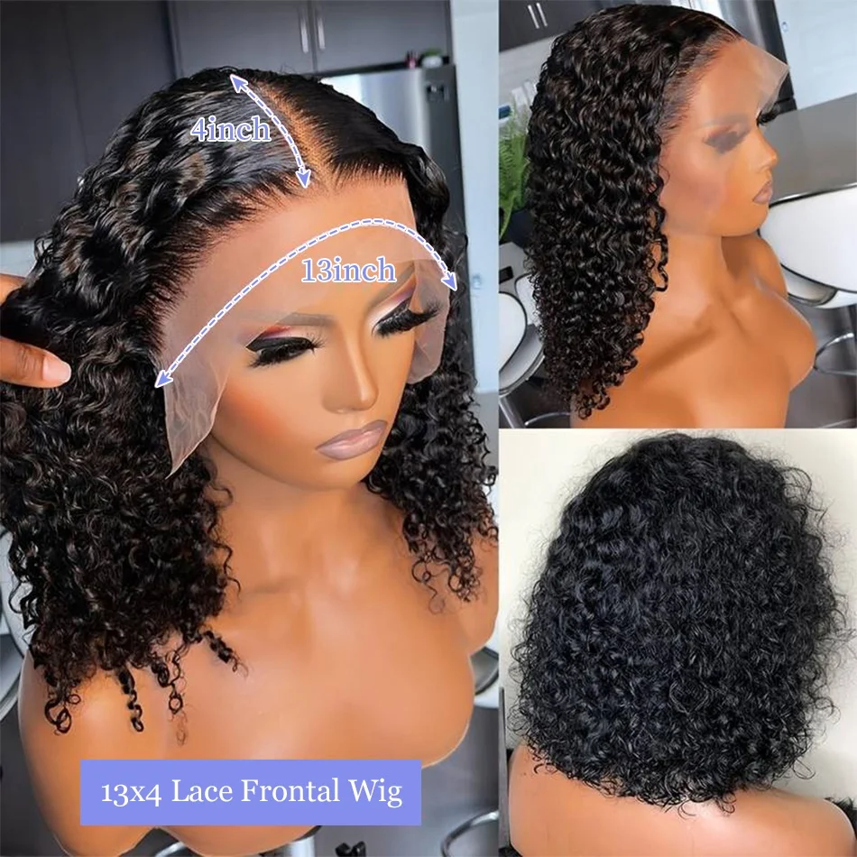 Бразильские парики Remy Deep Wave Bob 200% 13x4 HD Lace Front Human Hair Women Water Curly 4x4 Lace Closure Short Bob Wig 14 16 inch