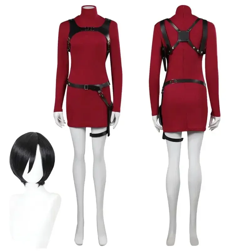 

Resident 4 remake Ada Wong evil cosplay Fantasia costume dress for adult women disguise outfits wig belt Halloween carnival suit