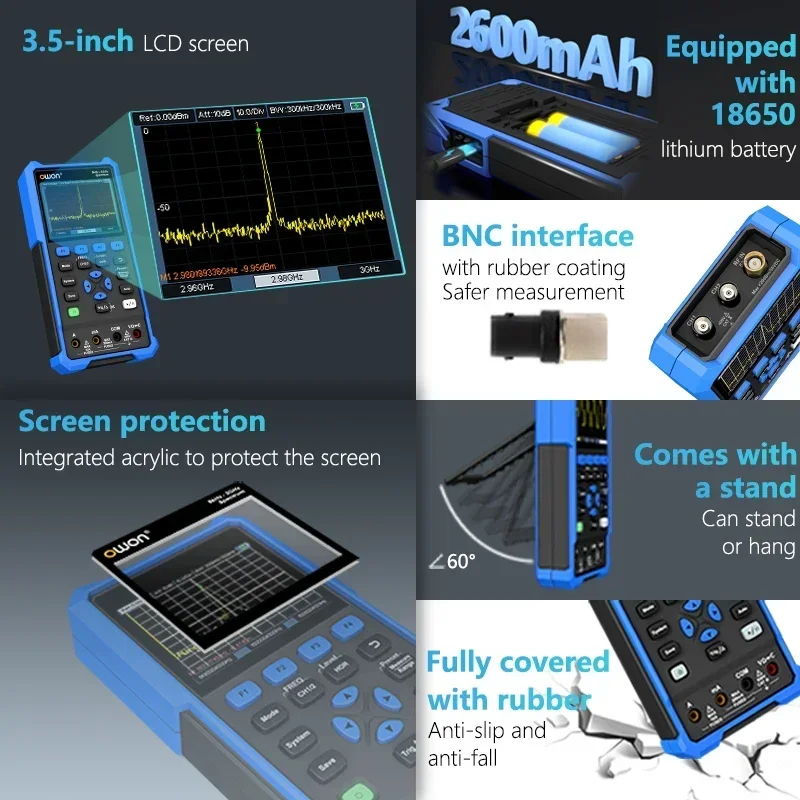 2026 HSA2320 Handheld Spectrum Analyzer 1.5G/3G Oscilloscope 50-200MHz Digital Multimeter IP67 Protection 1 Year