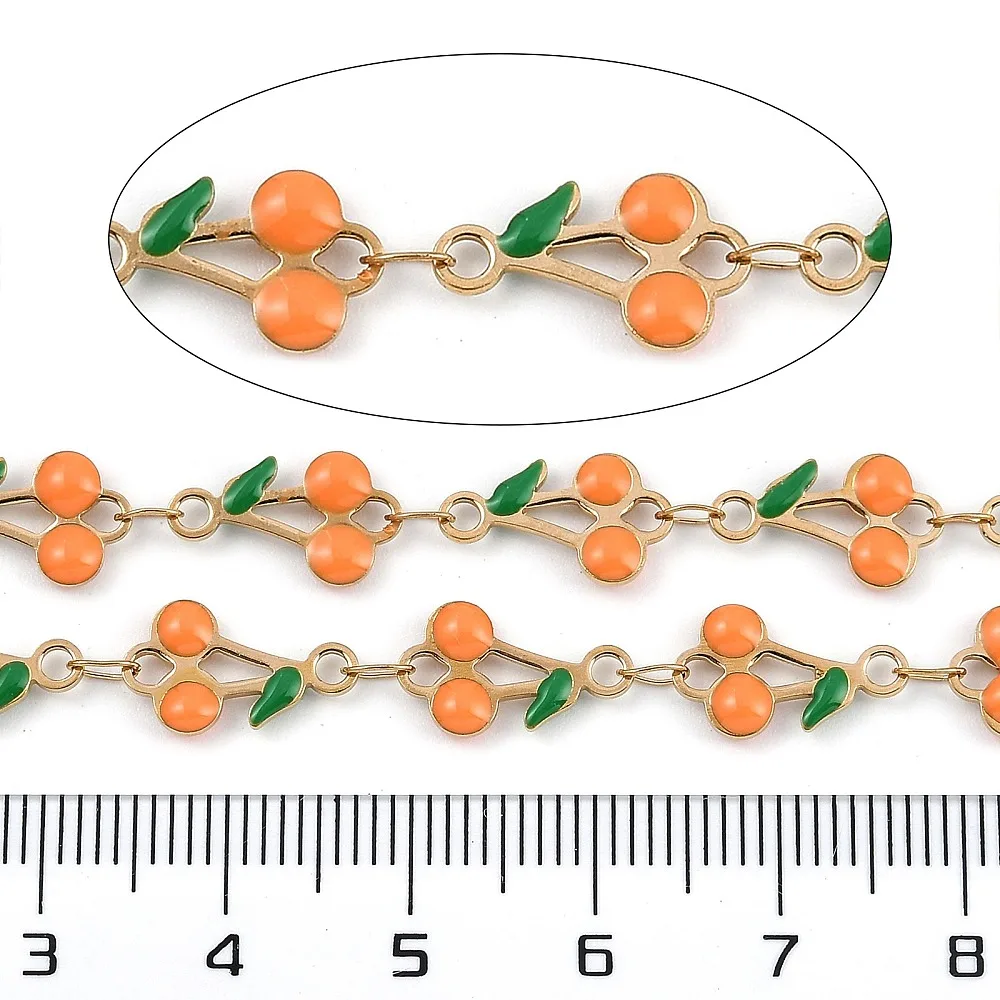 PandaHall 5m/Rolle IP 304 Edelstahl Emaille Kirschblüten-Charm-Kette, gelötet mit Spule für Halsketten- und Armbandherstellung – Detail 1